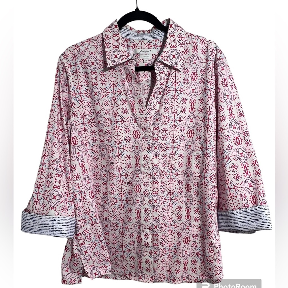 Foxcroft XXL 3/4 Sleeve Button Blouse